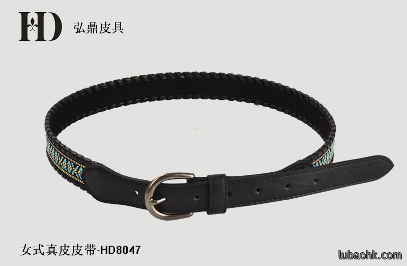 女式真皮贴织带腰带HD8047